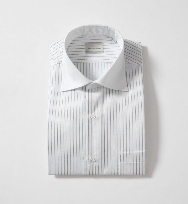UNITED ARROWS green label relaxing「コットン ツイル ストライプ クレリック ワイドカラー ドレスシャツ -イージーアイロン-」|シャツ・ブラウス|