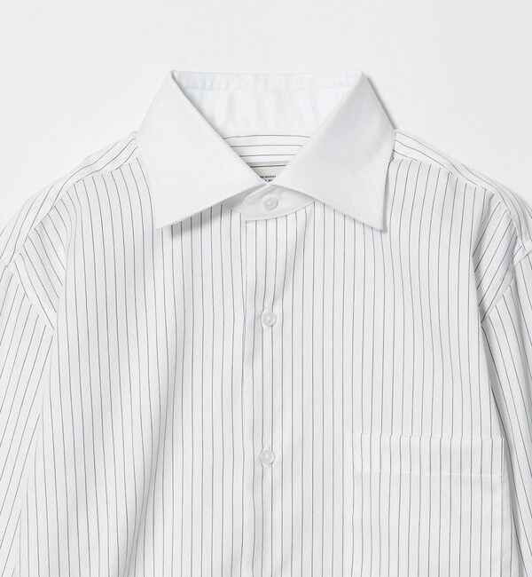 UNITED ARROWS green label relaxing「コットン ツイル ストライプ クレリック ワイドカラー ドレスシャツ -イージーアイロン-」|シャツ・ブラウス|