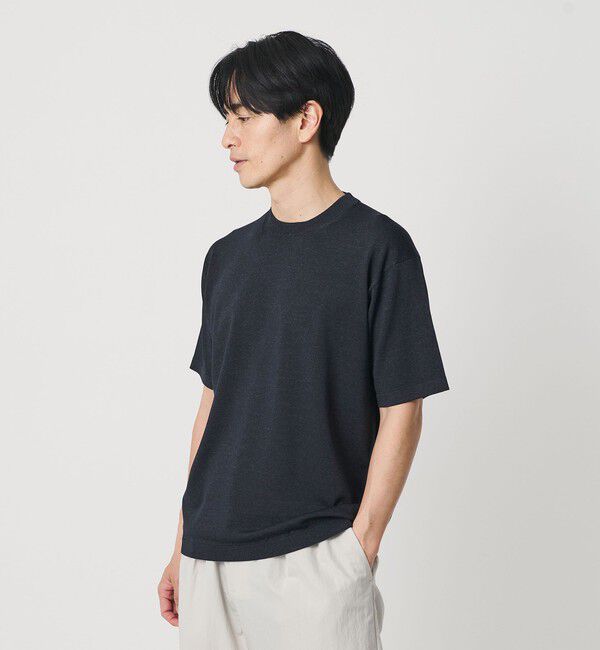 BEAUTY&YOUTH UNITED ARROWS「フュージョン カラー ニット Tシャツ ウォッシャブル」|ニット・セーター|NAVY