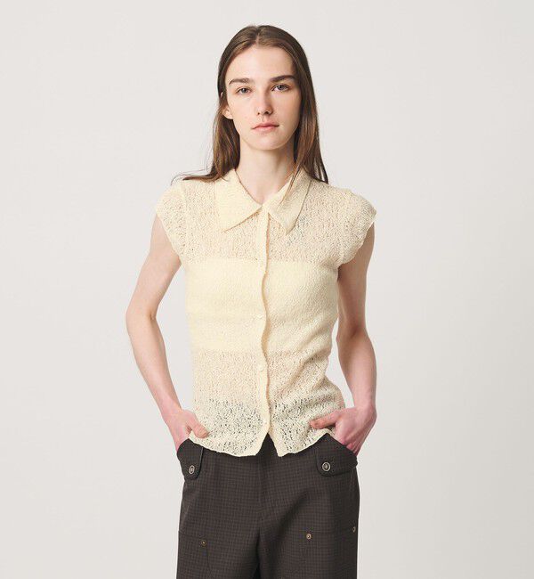 ATTISESSION「＜ATTISESSION＞E/C RSL レース フレンチスリーブ シャツ」|シャツ・ブラウス|