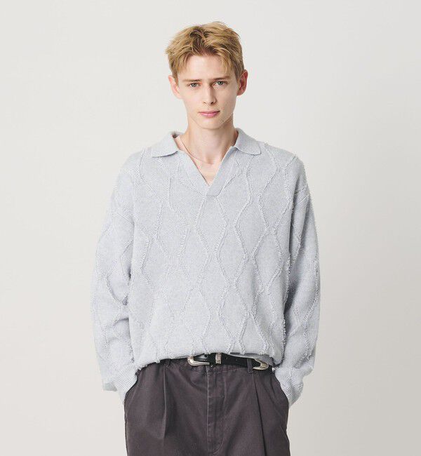 BEAUTY&YOUTH UNITED ARROWS「フリンジ パターン スキッパー ニット」|ニット・セーター|