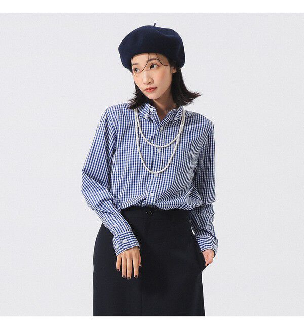 BEAMSBOY「100/2 ギンガムチェック ボタンダウン シャツ」|シャツ・ブラウス|NAVY