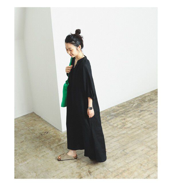 Ray BEAMS 「リネン バルーンスリーブ ワンピース 夏ワンピース 麻 リネン パフスリーブ 日除け 涼しい 大人カジュアル」|ワンピース|