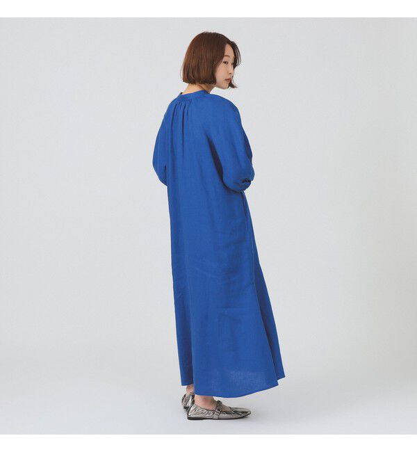 Ray BEAMS 「リネン バルーンスリーブ ワンピース 夏ワンピース 麻 リネン パフスリーブ 日除け 涼しい 大人カジュアル」|ワンピース|