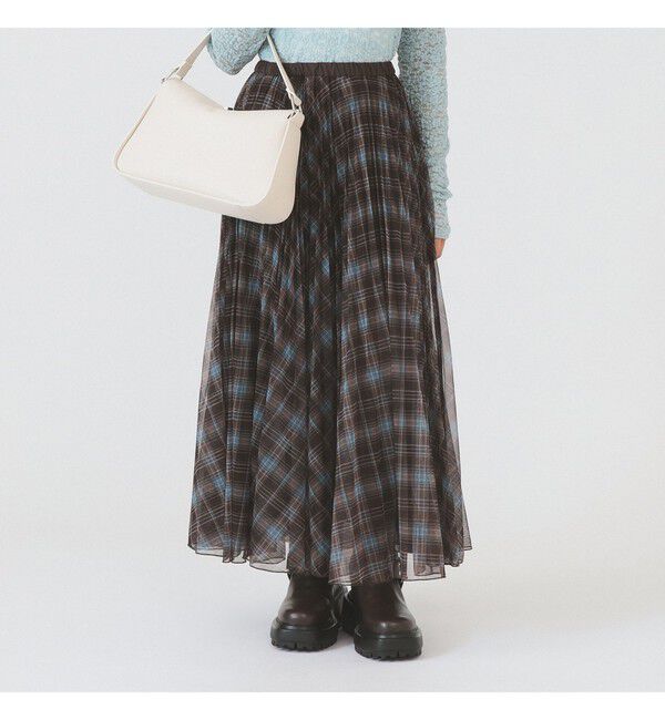 Ray BEAMS 「チュール チェック プリーツ スカート」|スカート|BROWN