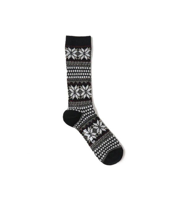 BEAMS「スノー ジャカード ソックス」|ソックス|BLACK
