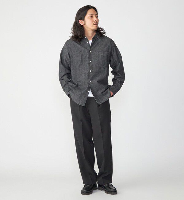 SHIPS「SHIPS: 6.5oz ウォッシュド デニム レギュラーカラー 長袖 シャツ」|シャツ・ブラウス|
