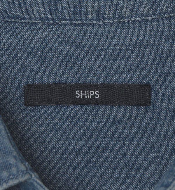 SHIPS「SHIPS: 6.5oz ウォッシュド デニム レギュラーカラー 長袖 シャツ」|シャツ・ブラウス|