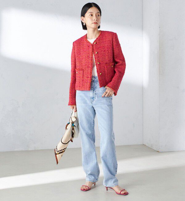 SHIPS for women「GIOLICA: ツイード ノーカラー ジャケット」|ノーカラージャケット|