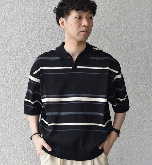 SHIPS any「SHIPS any:〈手洗い可能〉リネンミックス ハイゲージ ニット スキッパー ポロシャツ◇」|ポロシャツ|