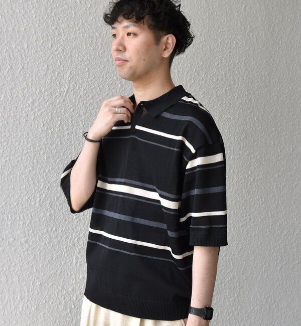 SHIPS any「SHIPS any:〈手洗い可能〉リネンミックス ハイゲージ ニット スキッパー ポロシャツ◇」|ポロシャツ|