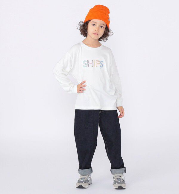 SHIPS KIDS「SHIPS KIDS:100～130cm/刺繍 ロゴ ロングスリーブ Tシャツ」|Tシャツ・カットソー|
