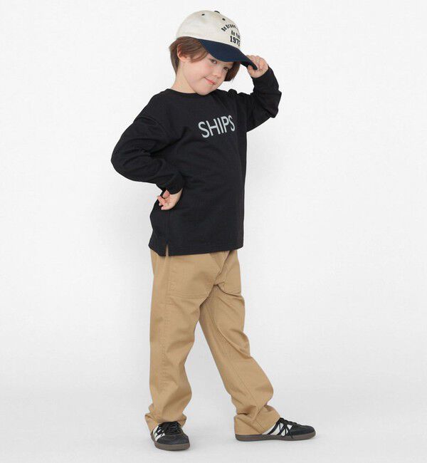 SHIPS KIDS「SHIPS KIDS:100～130cm/刺繍 ロゴ ロングスリーブ Tシャツ」|Tシャツ・カットソー|