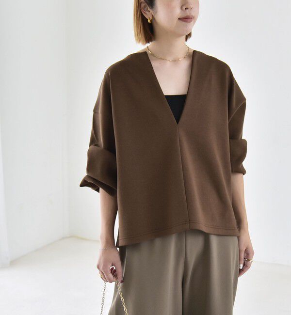 quaranciel「quaranciel:〈洗濯機可能〉ポンチ Vネック ルーズ プルオーバー」|スウェット・ジャージ|