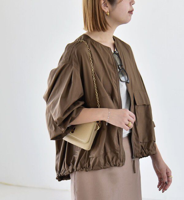 quaranciel「《予約》quaranciel:〈防水/防風/洗濯機可能〉LIMONTA EAST ノーカラー ドロスト ブルゾン」|ブルゾン・スタジャン|