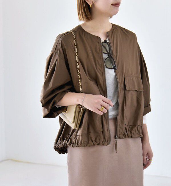 quaranciel「《予約》quaranciel:〈防水/防風/洗濯機可能〉LIMONTA EAST ノーカラー ドロスト ブルゾン」|ブルゾン・スタジャン|
