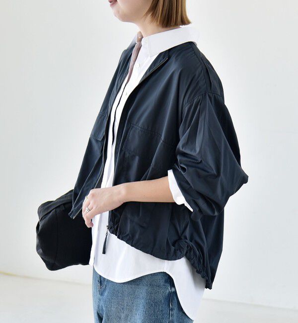 quaranciel「《予約》quaranciel:〈防水/防風/洗濯機可能〉LIMONTA EAST ノーカラー ドロスト ブルゾン」|ブルゾン・スタジャン|
