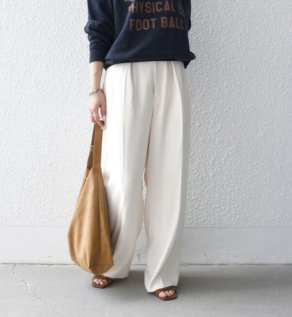 SHIPS any「《予約》SHIPS any:〈洗濯機可能〉ウエスト ボタン 2タック セミワイド パンツ［NAVY BLUE］」|スラックス|