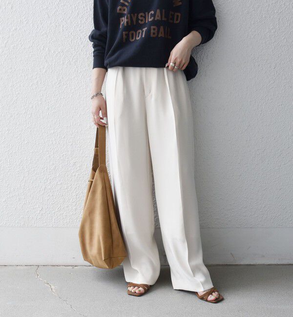 SHIPS any「《予約》SHIPS any:〈洗濯機可能〉ウエスト ボタン 2タック セミワイド パンツ［NAVY BLUE］」|スラックス|