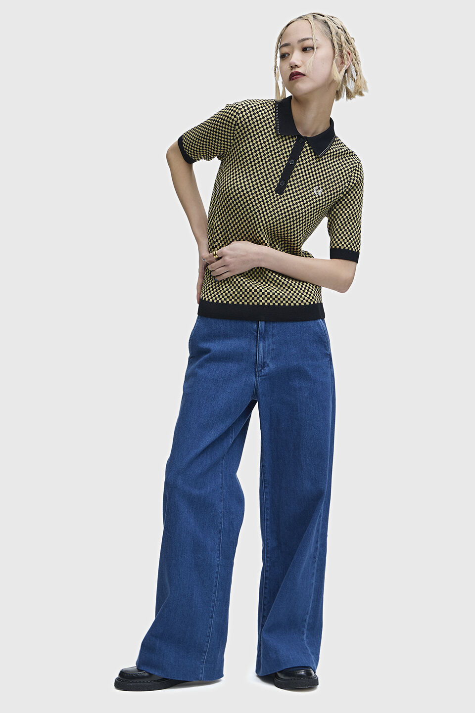 FRED PERRY 「Chequerboard Knitted Shirt／チェッカーボードニットポロシャツ」|ポロシャツ|