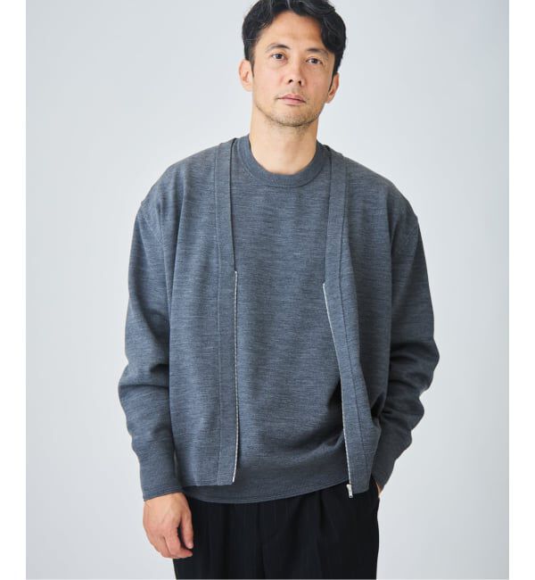 EDIFICE「《予約》《EDIFICE by PIPPIOLINO》ウール プレイティング Vネックカーディガン」|カーディガン|グレーA