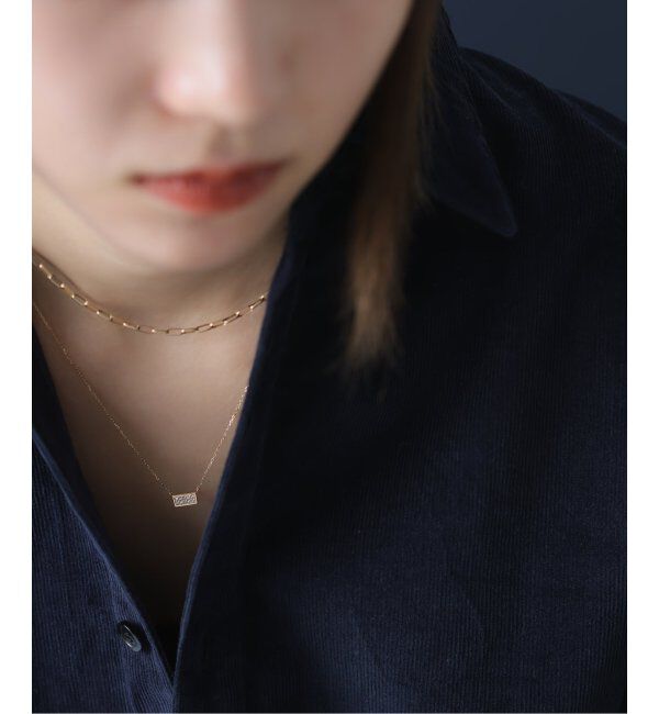 Lilas by Spick&Span「スクエアパヴェダイヤ45cmネックレス K10」|ネックレス|ゴールド