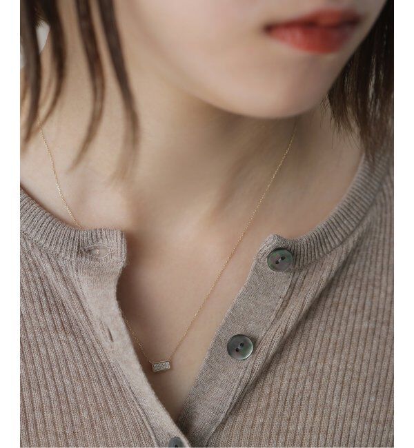 Lilas by Spick&Span「スクエアパヴェダイヤ45cmネックレス K10」|ネックレス|