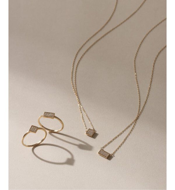 Lilas by Spick&Span「スクエアパヴェダイヤ45cmネックレス K10」|ネックレス|