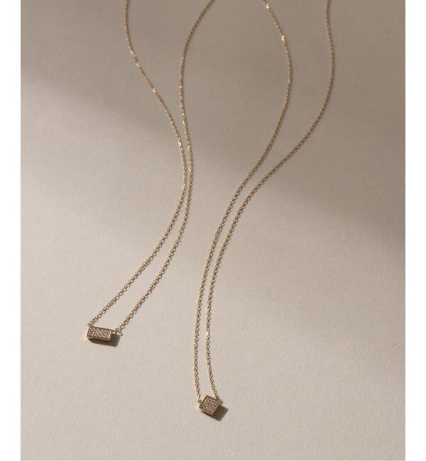 Lilas by Spick&Span「スクエアパヴェダイヤ45cmネックレス K10」|ネックレス|