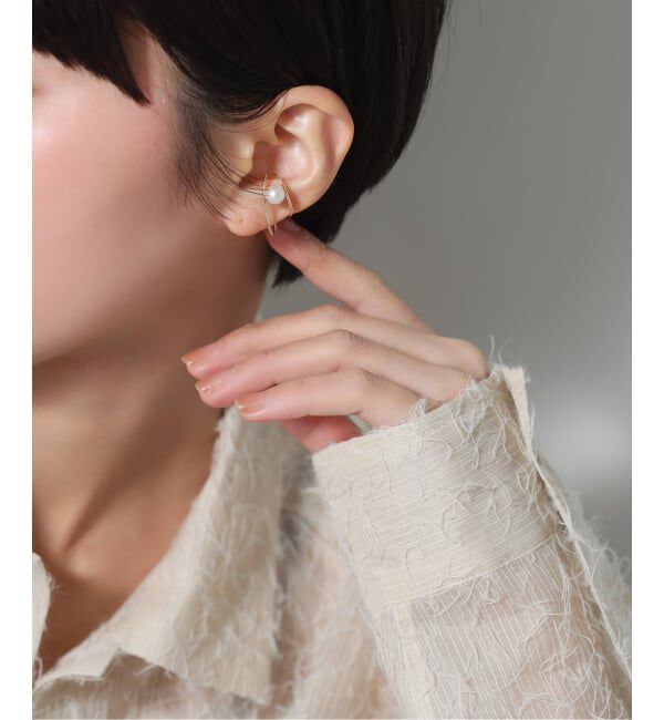 Lilas by Spick&Span「パールダブルダエンイヤーカフ K10（片耳）」|イヤーカフ|ゴールド