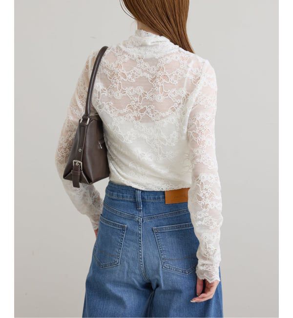 U by SPICK&SPAN「《予約》ストレッチ起毛レースタートルプルオーバー」|Tシャツ・カットソー|