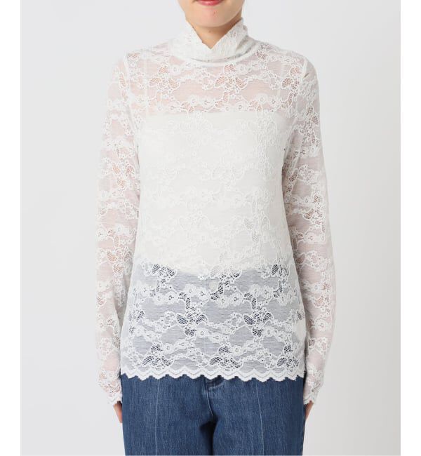 U by SPICK&SPAN「《予約》ストレッチ起毛レースタートルプルオーバー」|Tシャツ・カットソー|