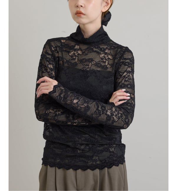 U by SPICK&SPAN「《予約》ストレッチ起毛レースタートルプルオーバー」|Tシャツ・カットソー|