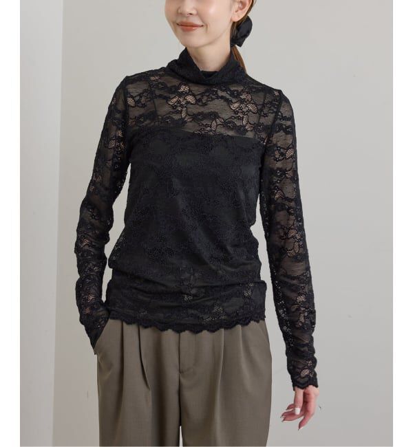 U by SPICK&SPAN「《予約》ストレッチ起毛レースタートルプルオーバー」|Tシャツ・カットソー|