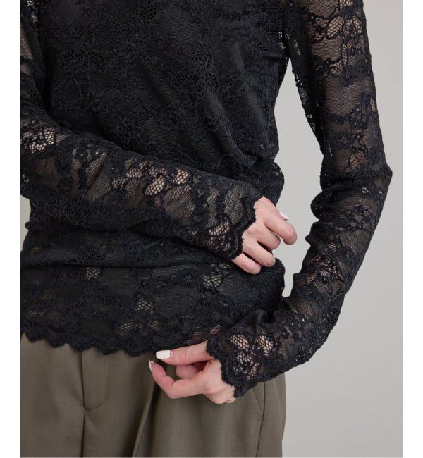 U by SPICK&SPAN「《予約》ストレッチ起毛レースタートルプルオーバー」|Tシャツ・カットソー|