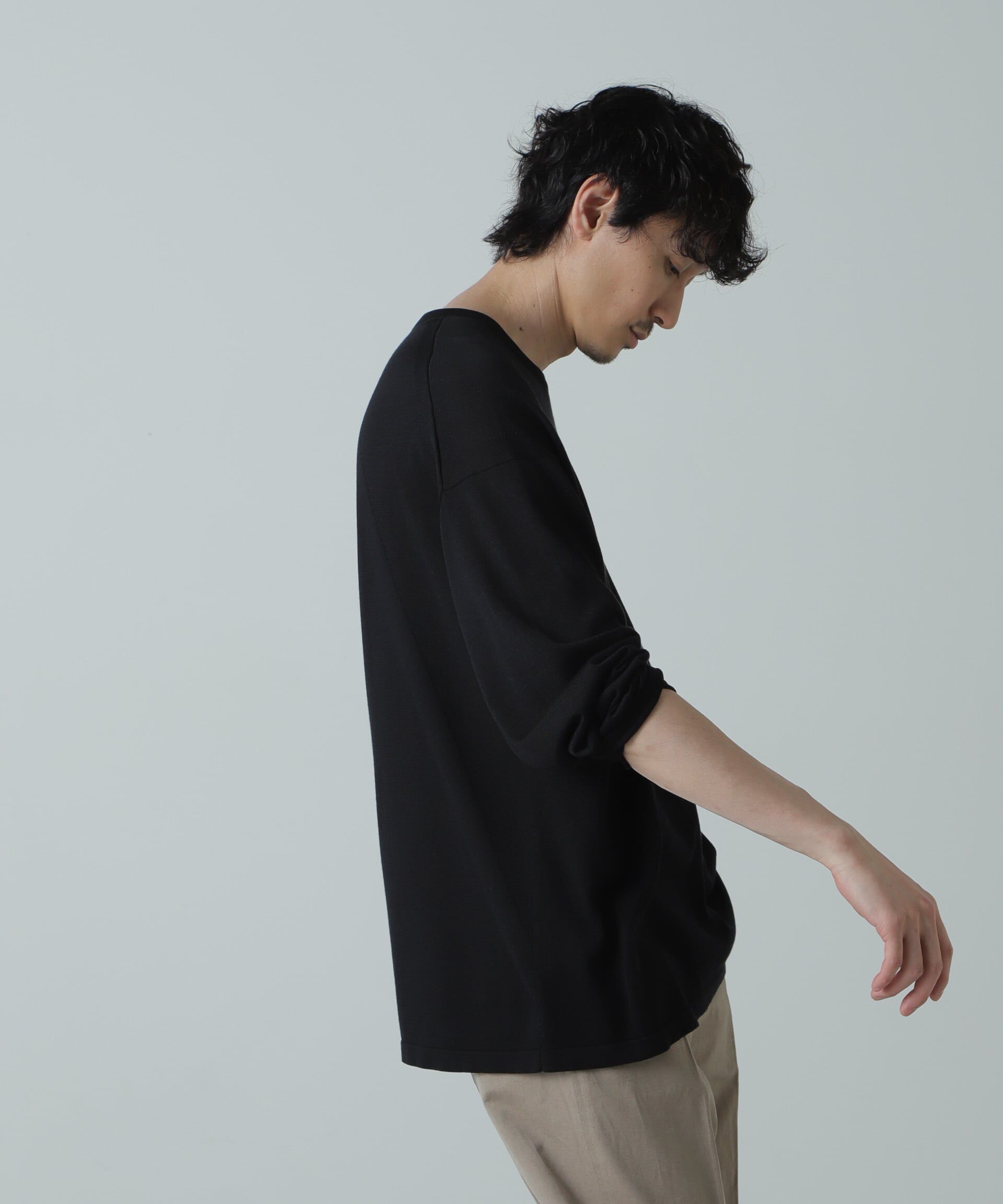 NANO universe「AB.シルクプレーティングリラックスニットTシャツ」|ニット・セーター|