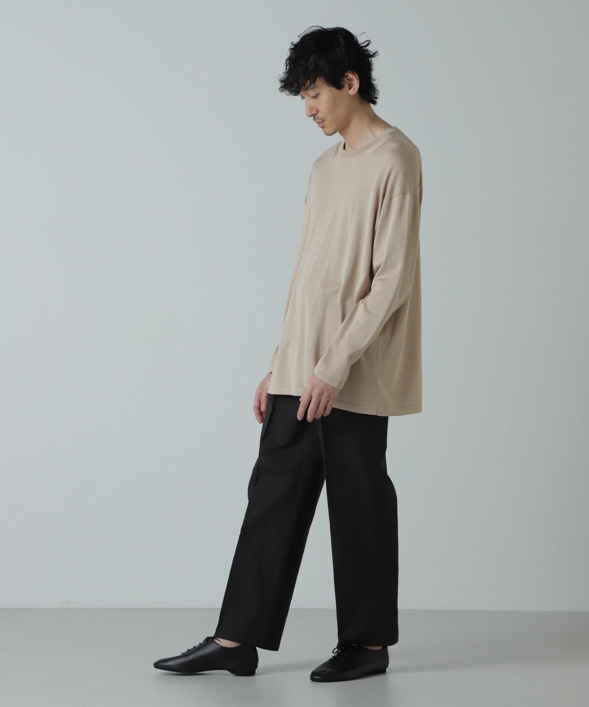 NANO universe「AB.シルクプレーティングリラックスニットTシャツ」|ニット・セーター|