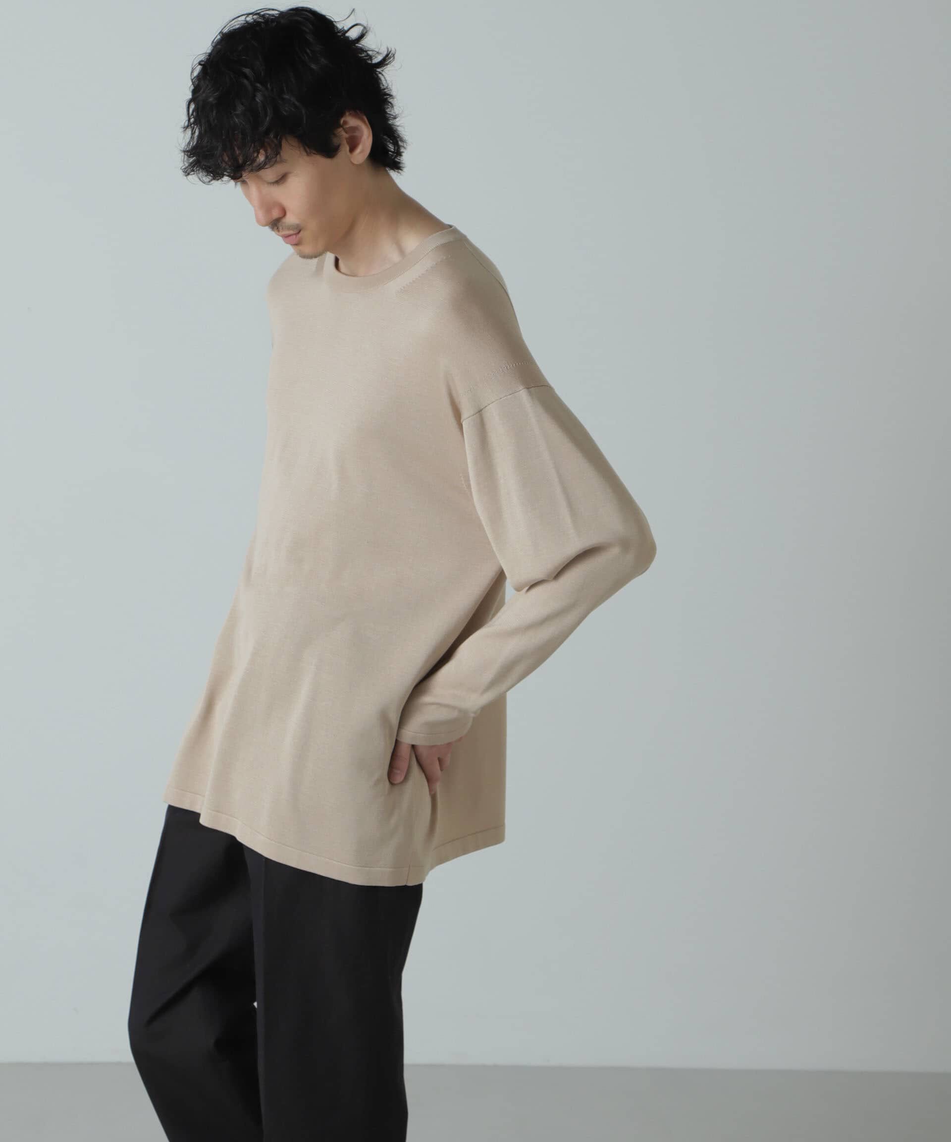 NANO universe「AB.シルクプレーティングリラックスニットTシャツ」|ニット・セーター|