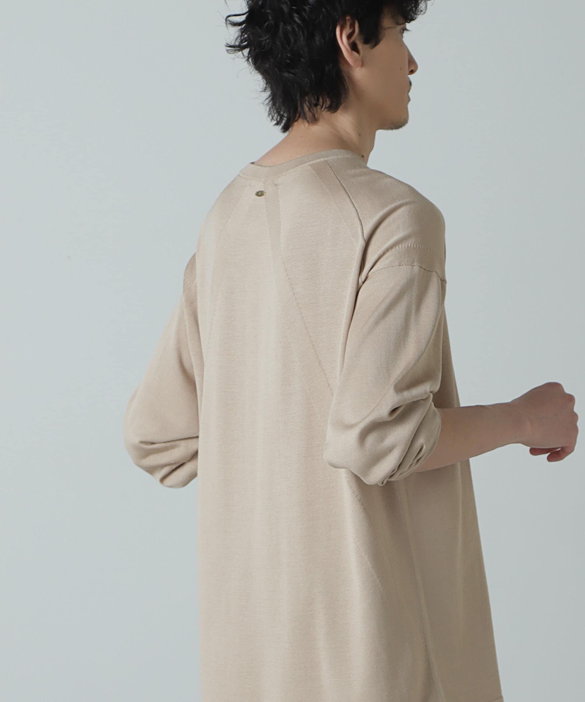 NANO universe「AB.シルクプレーティングリラックスニットTシャツ」|ニット・セーター|