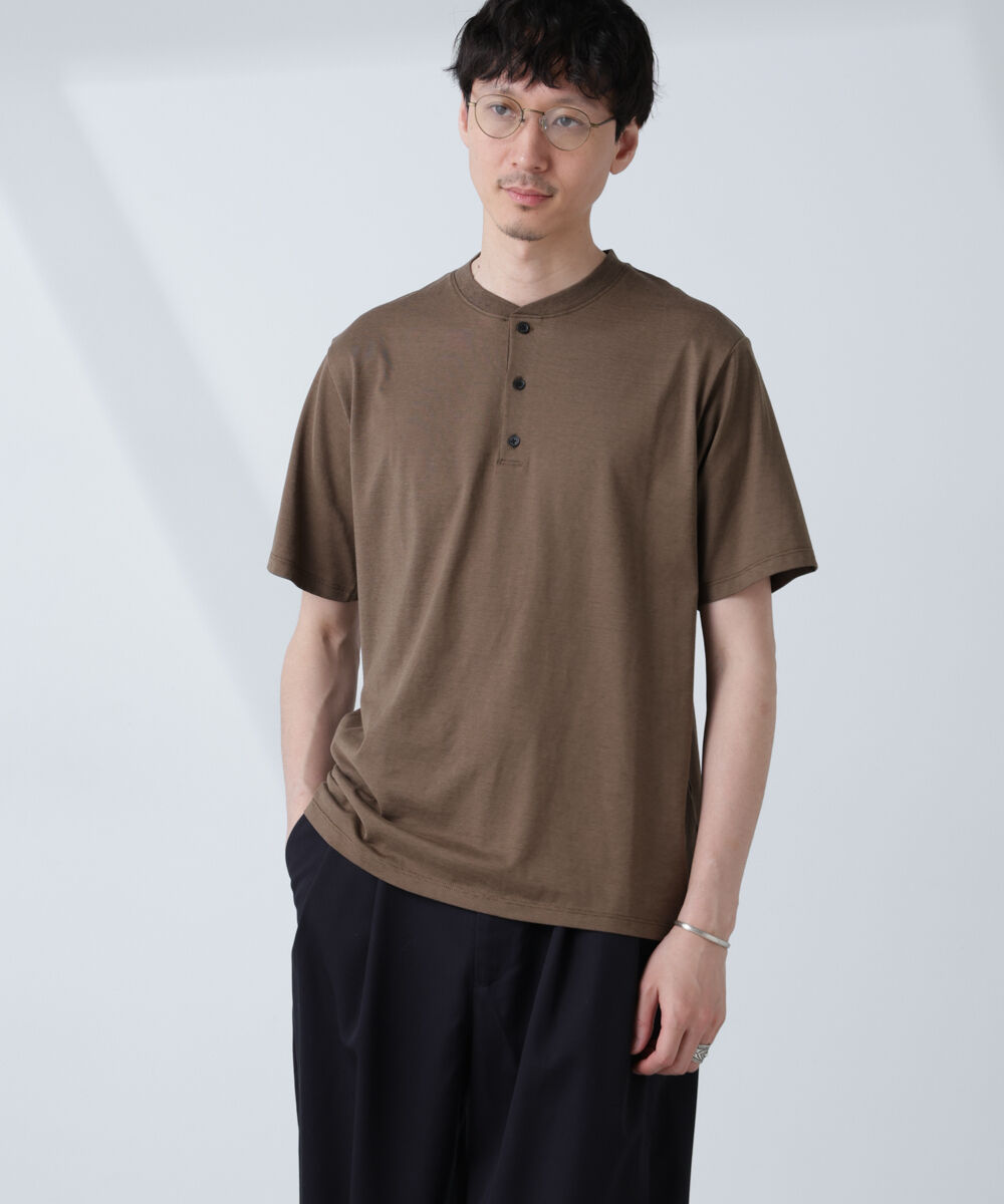 NANO universe「ソラーロライトストレッチヘンリーネックTシャツ（セットアップ可）」|Tシャツ・カットソー|