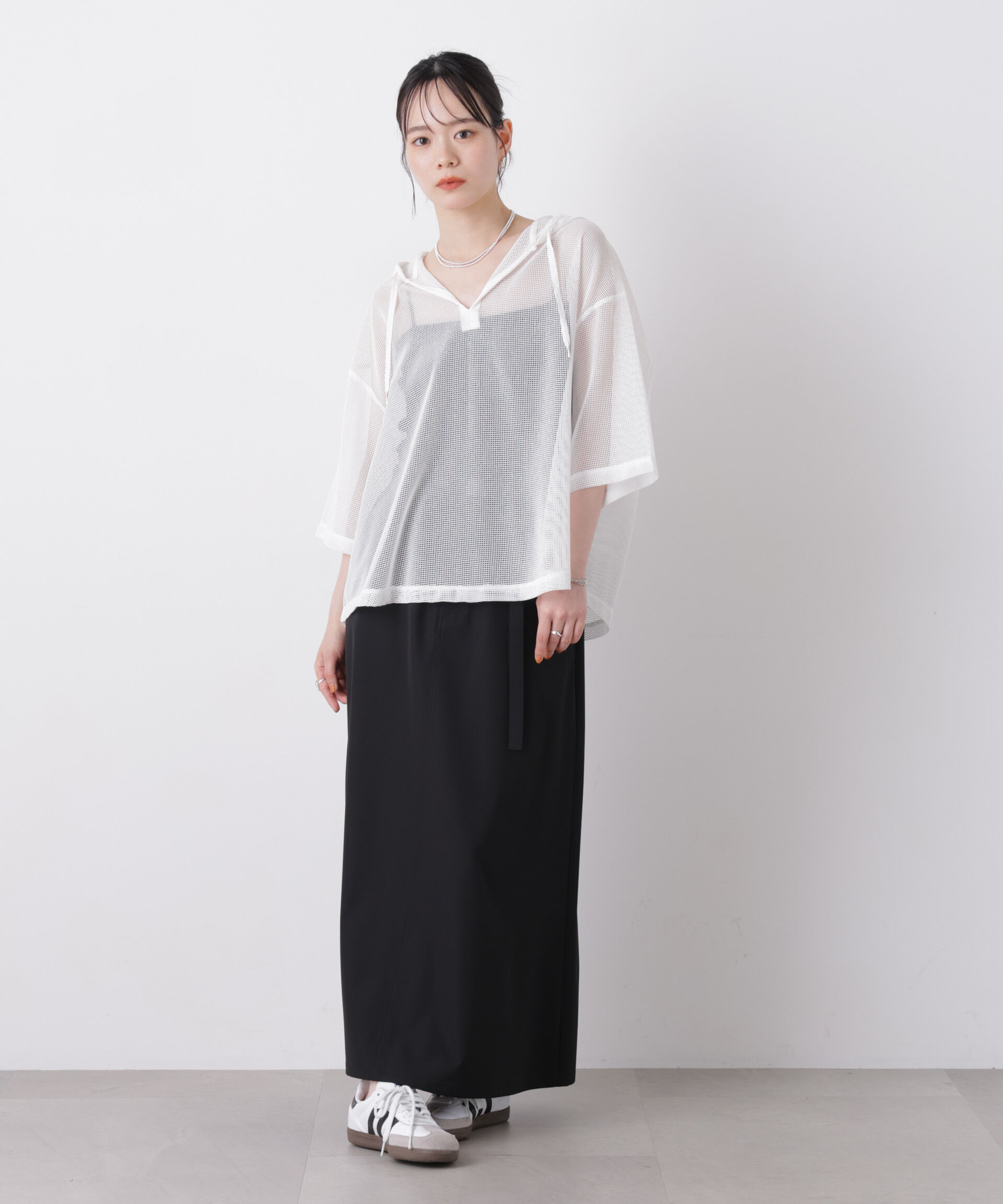 nano･universe「キーネックメッシュフーディートップス」|Tシャツ・カットソー|