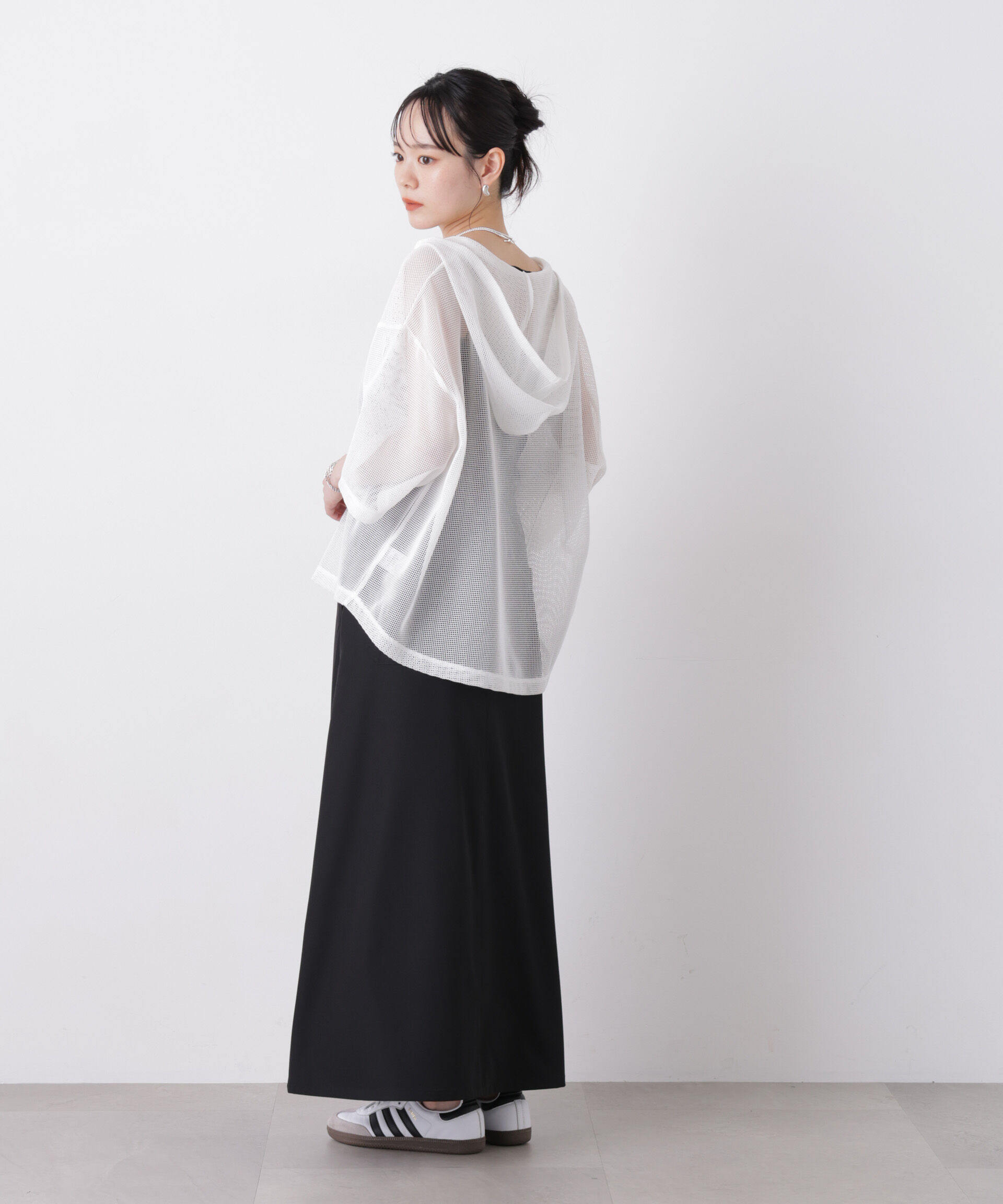 nano･universe「キーネックメッシュフーディートップス」|Tシャツ・カットソー|