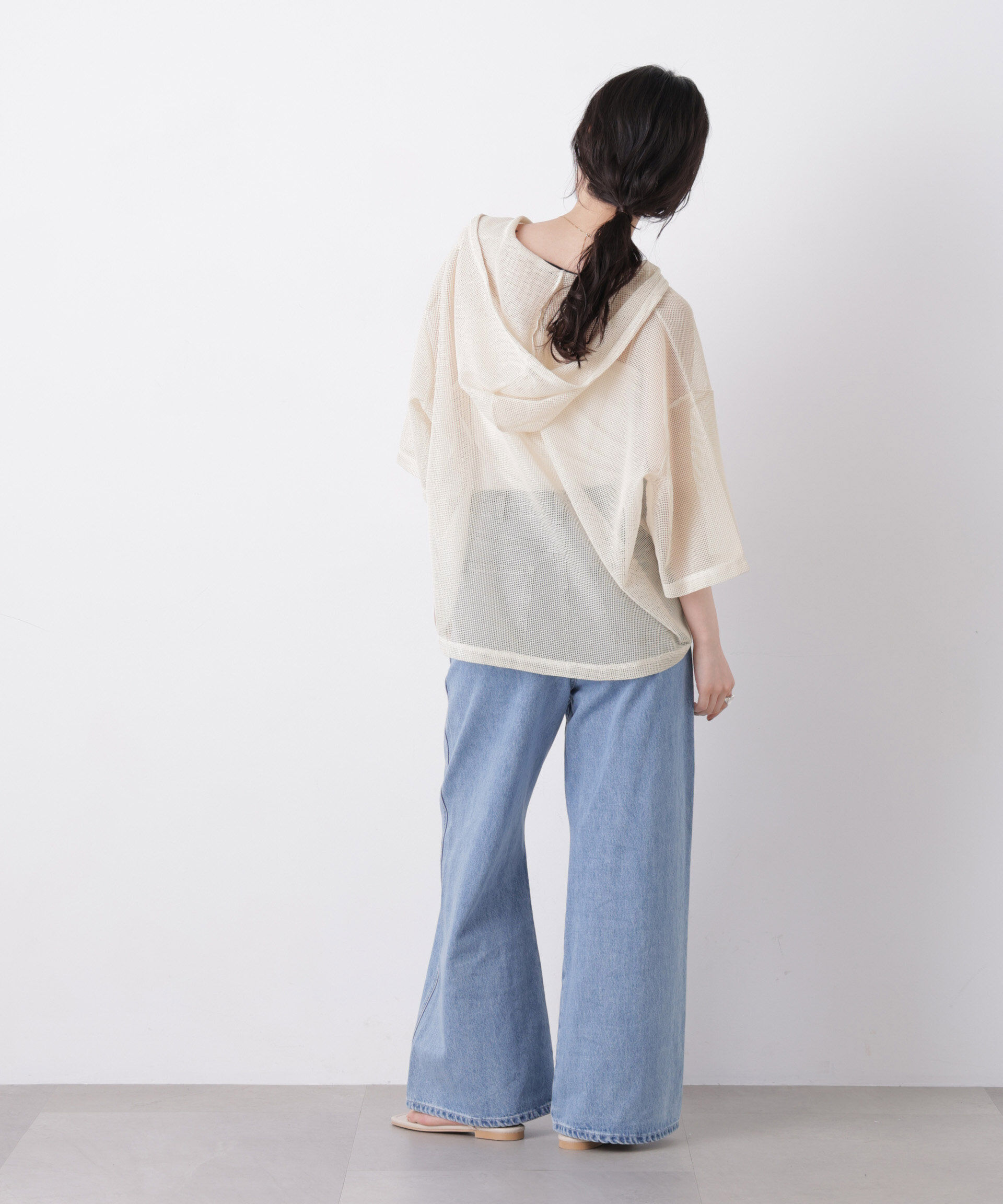 nano･universe「キーネックメッシュフーディートップス」|Tシャツ・カットソー|