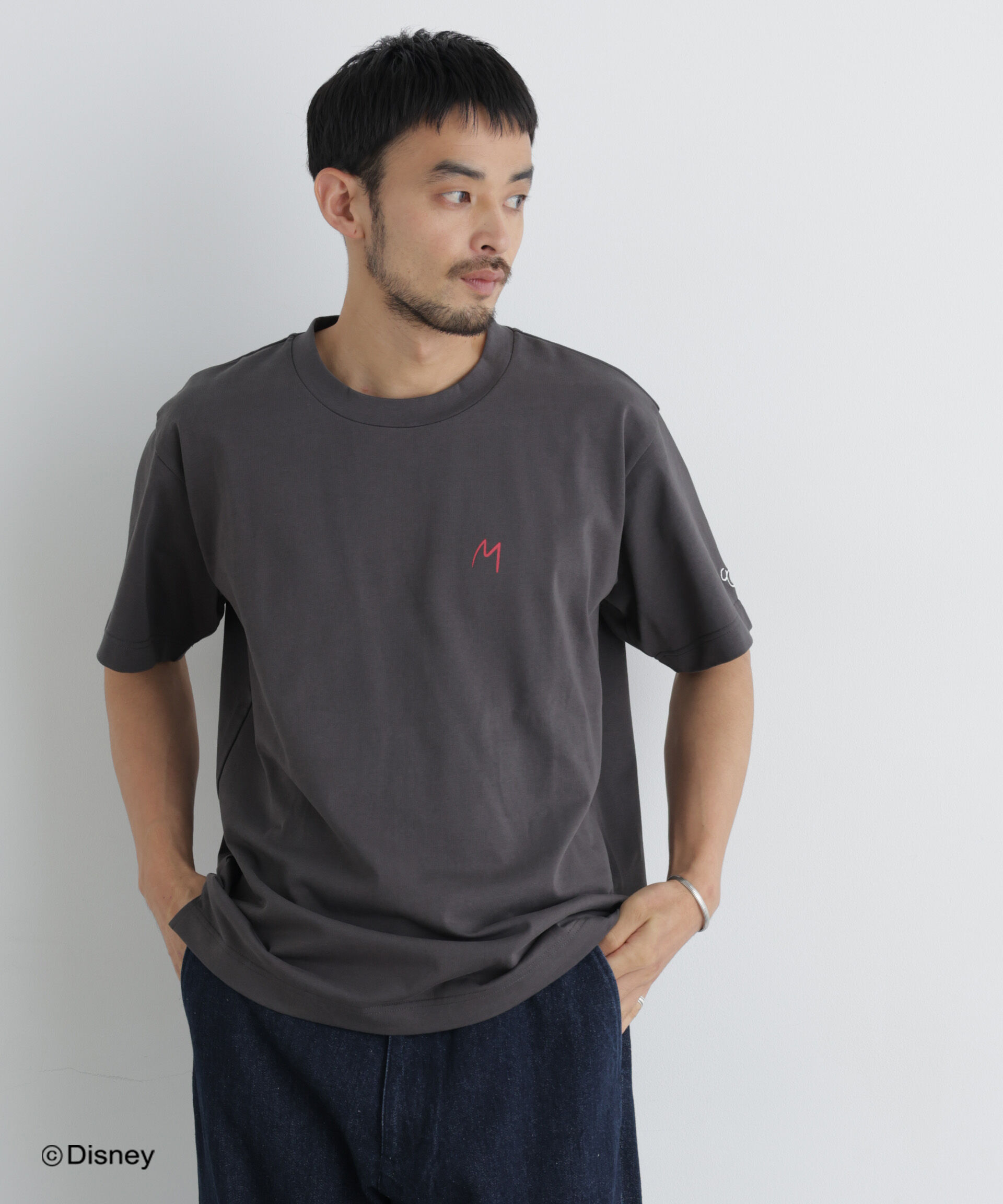 NANO universe「NANO&times;DISNEY ミッキーマウス 刺繍Tシャツ」|Tシャツ・カットソー|
