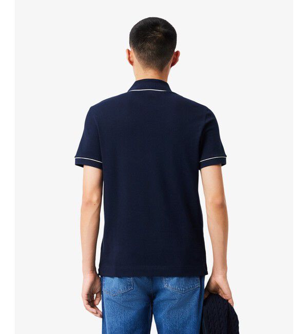 LACOSTE「オーガニックコットン ストレッチ鹿の子 配色パイピング比翼ポロシャツ」|ポロシャツ|