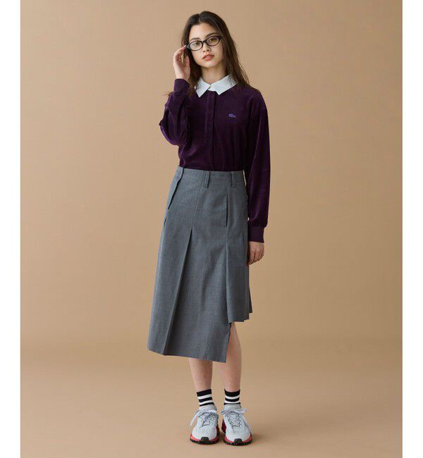 LACOSTE「ルーズシルエット サイドスリット ベロアポロシャツ」|ポロシャツ|