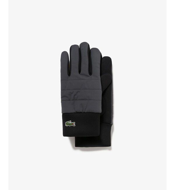 LACOSTE「ナイロン&times;ダンボールニットコンビグローブ」|手袋|グレー