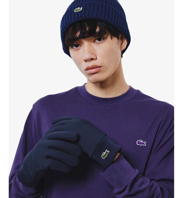 LACOSTE「ナイロン&times;ダンボールニットコンビグローブ」|手袋|
