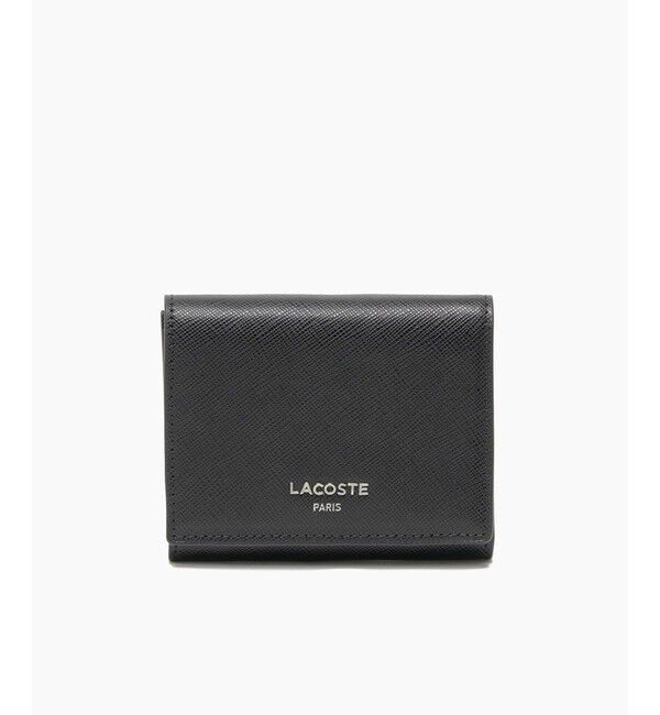 LACOSTE「エンボスレザー3つ折りウォレット」|財布|ブラック