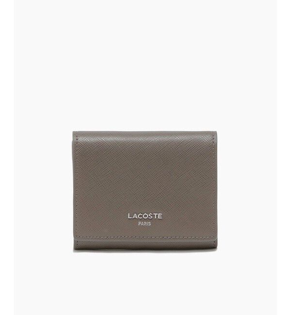 LACOSTE「エンボスレザー3つ折りウォレット」|財布|グレー